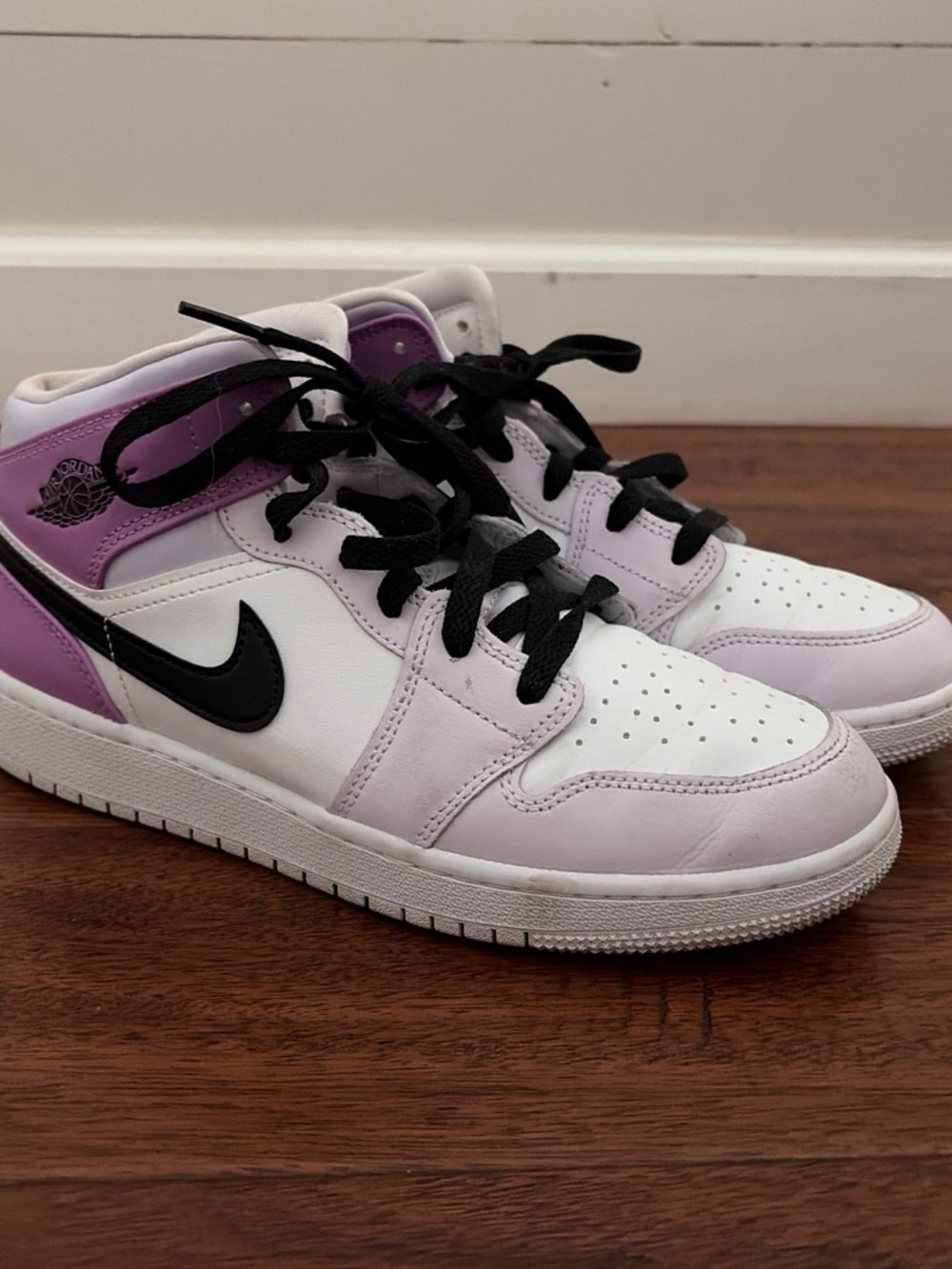 Jordan Kids' Sneakers - White & Lavender with Black Swoosh